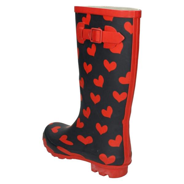 Spot On Ladies Spot On Heart Print Wellington Boots