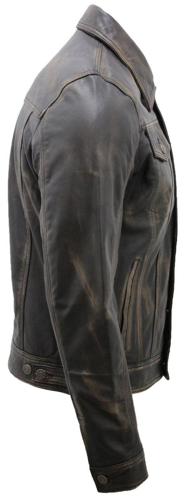 Infinity Leather Men’s Retro Leather Trucker Jacket-Constantine