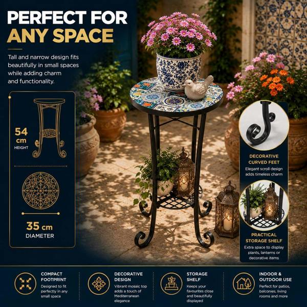 35cm Lisbon Mosaic Plant Stand/Side Table image 8