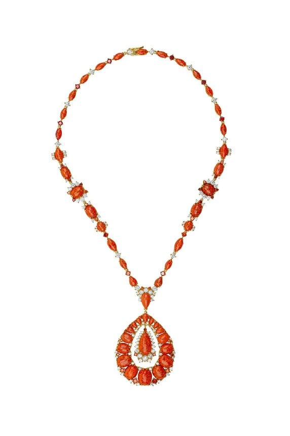 Latelita Paloma Fire Opal Statement Necklace Gold