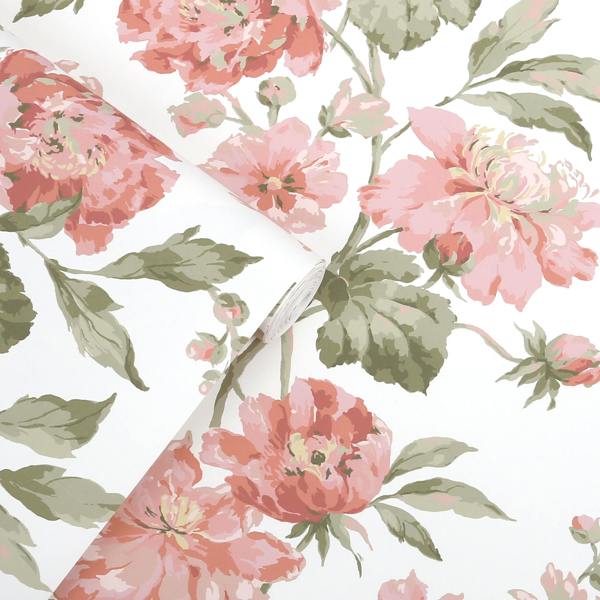 Laura Ashley Romilly Pink Wallpaper