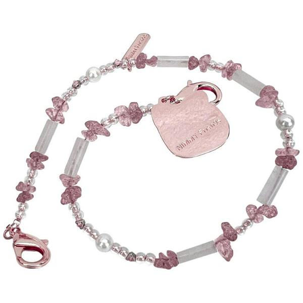 Nimmy Friends Nimmy Big Eye Cute Pet White Cat Mobile Phone Chain Bag Charm Crystal Bracelet Pink - N-CXMC-SL-04