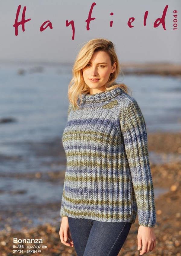 Hayfield Bonanza Chunky Knitting Pattern 10049, Sweaters for Women, 32 - 54 Inches