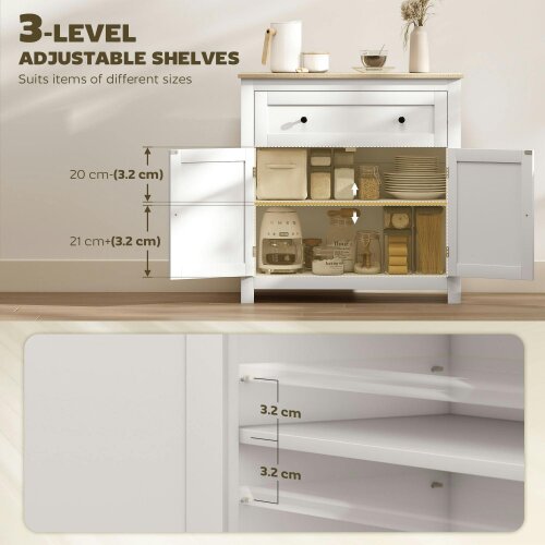 Wyld Haus Venisa White Modern Sideboard With Drawer Storage Double Doors And Drawer