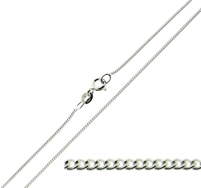 9ct White Gold 1mm Diamond Cut Curb Chain - Love Silver Jewellery