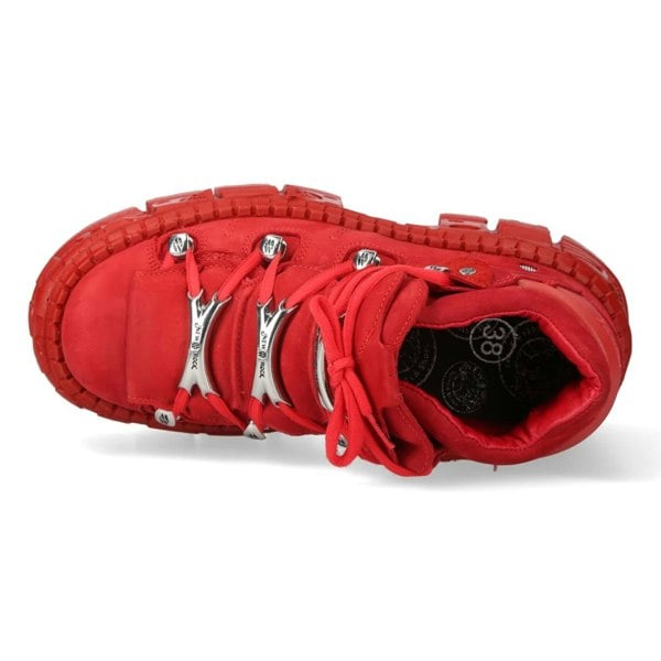New Rock M-106WALL-C13 Red Leather Gothic Ankle Boots