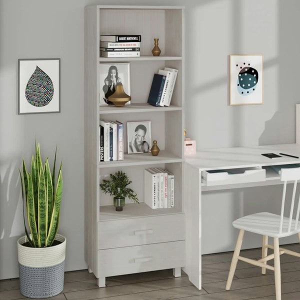 Berkfield Highboard HAMAR White 60x35x180 cm Solid Wood Pine