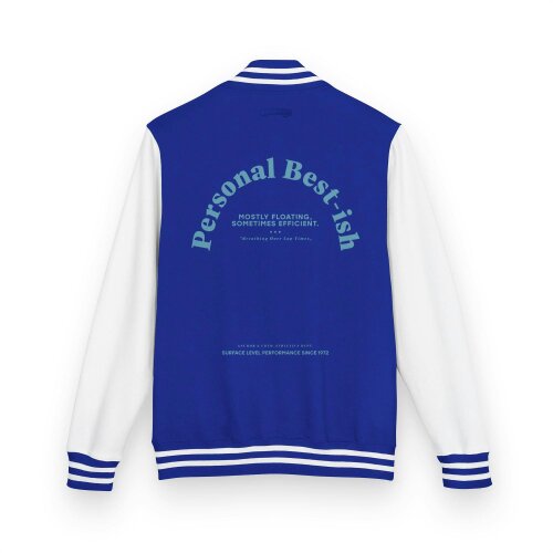 Anchor & Crew Personal Best-ish Swimming Club League Cotton Varsity Letterman Jacket - Royal Blue & White