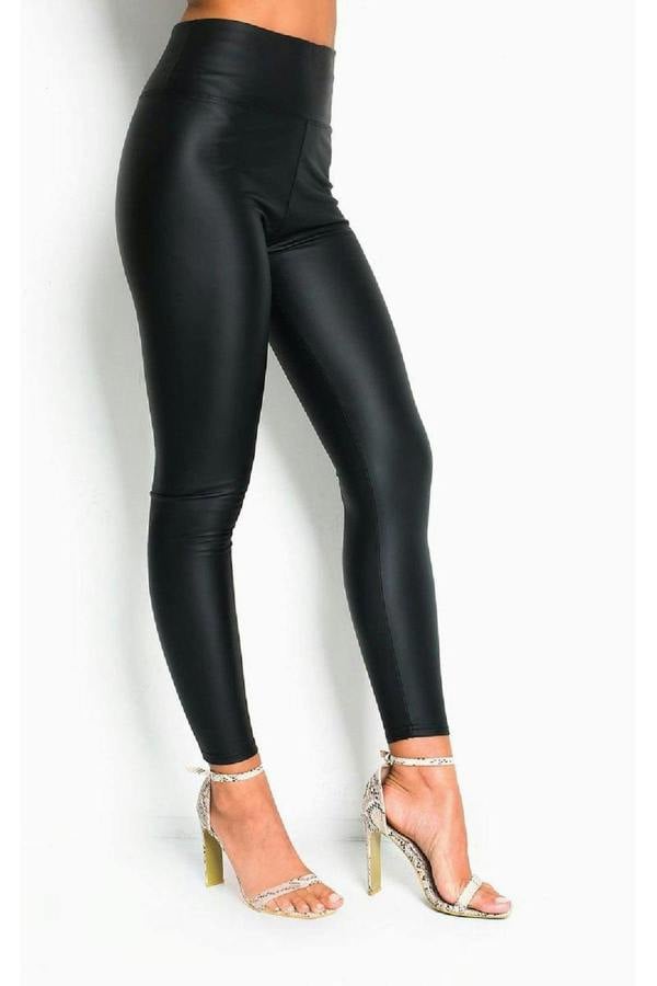Eunice Faux Leather Leggings - BLACK