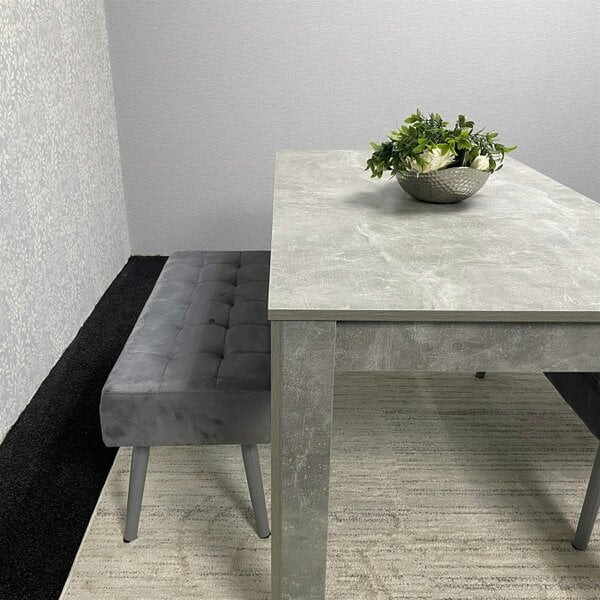 Kosy Koala Grey Wooden Dining Table Set and 2 Benches with Metal Legs � Dining Kitchen Room Furniture