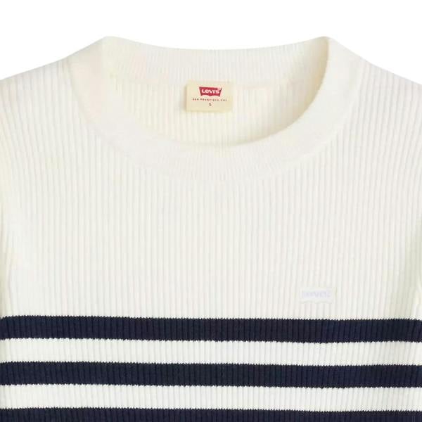 Levis Womens/Ladies Striped Ribbed Collar Long-Sleeved Sweater Top - Blue/White - 