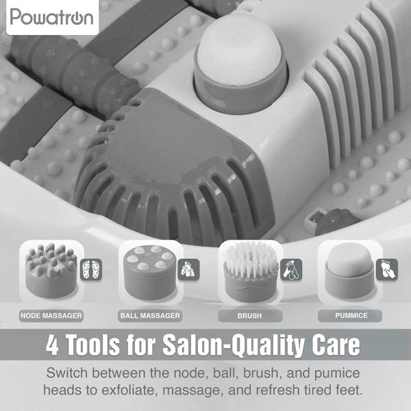 Powatron Foot Spa with Complete Pedicure Set - Electric Foot Bath Spa Massager Vibrating Massage Rollers Infrared Lights