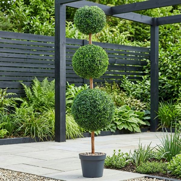 Garden Greatness Trio Triple Ball Artificial Topiary Tree