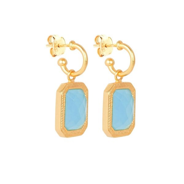 Lila Rasa Rectangular Bahamian Blue Crystal Hoops