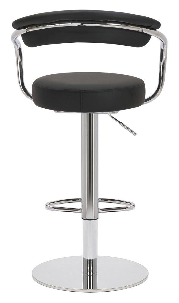 Lamboro Zenith Deluxe Single Kitchen Bar Stool, Chrome Footrest, Height Adjustable Swivel Gas Lift, Faux Leather Seat & Backrest, Black