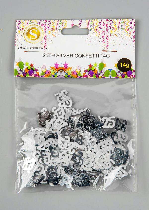 25th Birthday Silver Metallic Confetti Pack, 1 Pack x 14 g for Table Decoration image 4