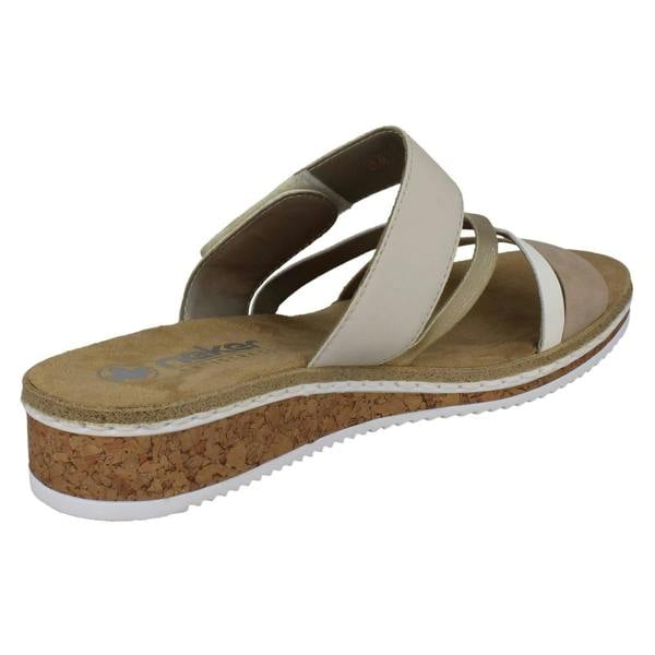 Rieker Ladies Rieker Wedge Heeled Strappy Mule Sandals V3652