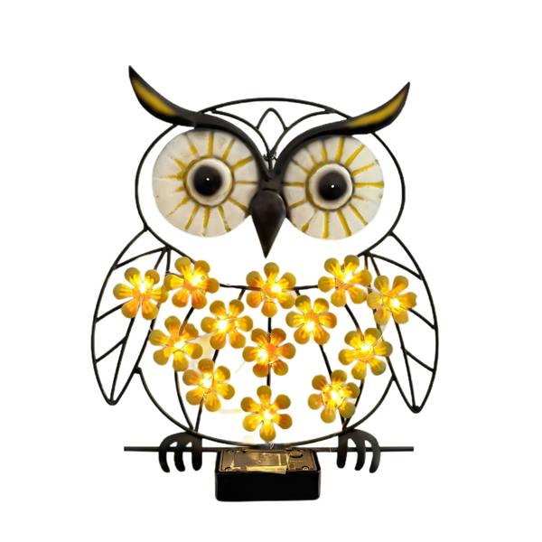 Leaper Solar-Powered Wrought-Iron Owl Wall Light