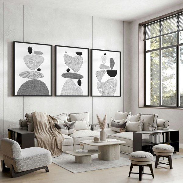 Contemporary Artwork For Living Room | Set of 3 wall art prints