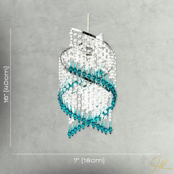 Modern Spiral Waterfall Pendant Shade with Teal and Clear Acrylic Image 7
