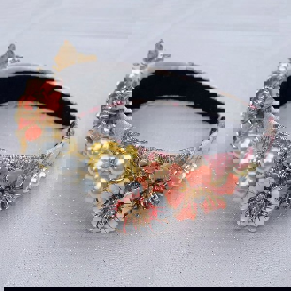 Flower Headband Coral with Pearls Alice Band