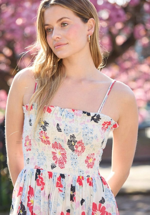 Jessica Detachable Strap Poppy Floral Print Midi Dress In Multi - image 4