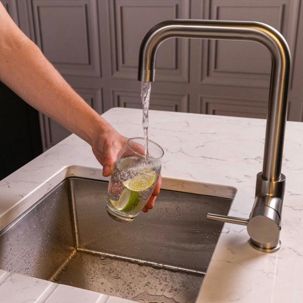Flode Kyld 4 in 1 Instant Boiling & Cold Water Tap with Filtered Chilled Water |  Brushed Nickel Finish
