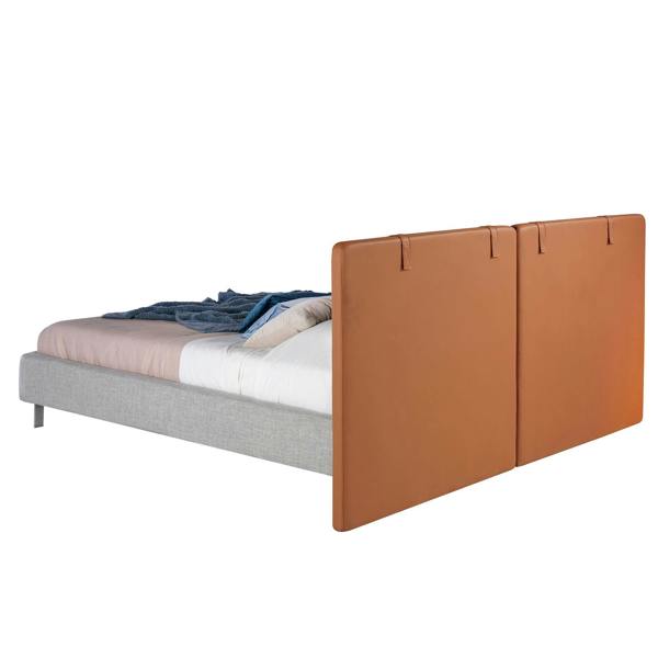 Angel Cerdá Brown Leatherette Bed With Gray Fabric 7123