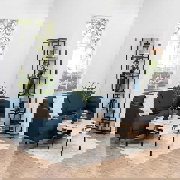 Furniture To Go Seaford Tall Black Metal Bookcase with 5 Oak Shelves