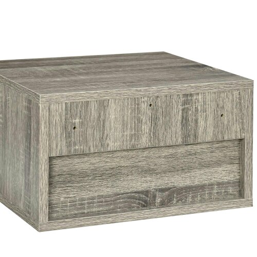 Wyld Haus Rosama Set Of 2 Grey Wood Effect Floating Bedside Tables Wall Mounted 1 Drawer 1 Shelf