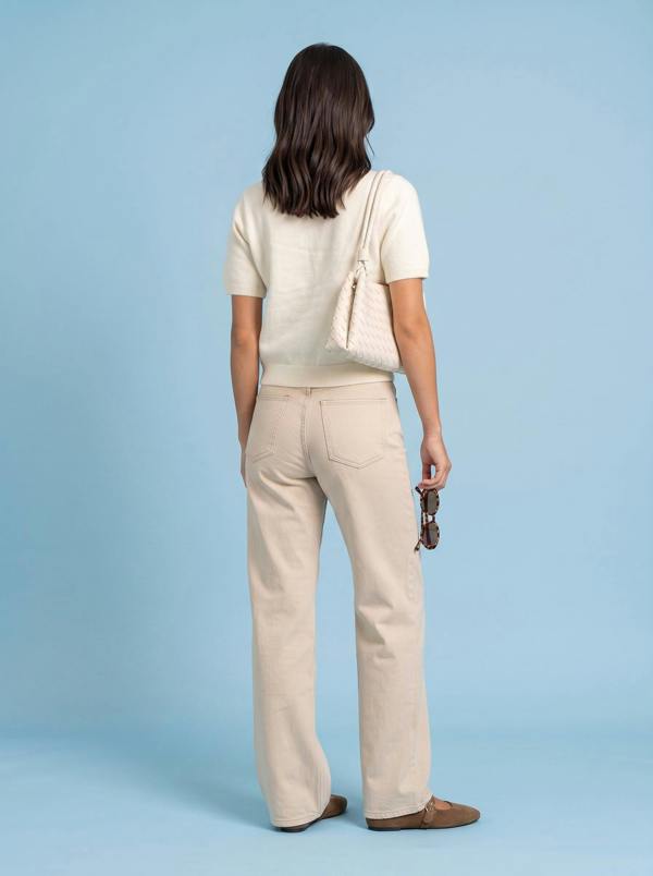 Urban Bliss Wool Blend Gold Trim Jumper Cream