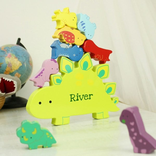 Personalised Memento Company Wooden Dinosaur Stacker Toy