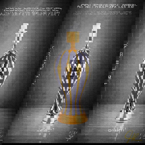 Traditional Glossy Navy Midnight Blue and Polished Gold Ceramic Table Lamp Base Image 6