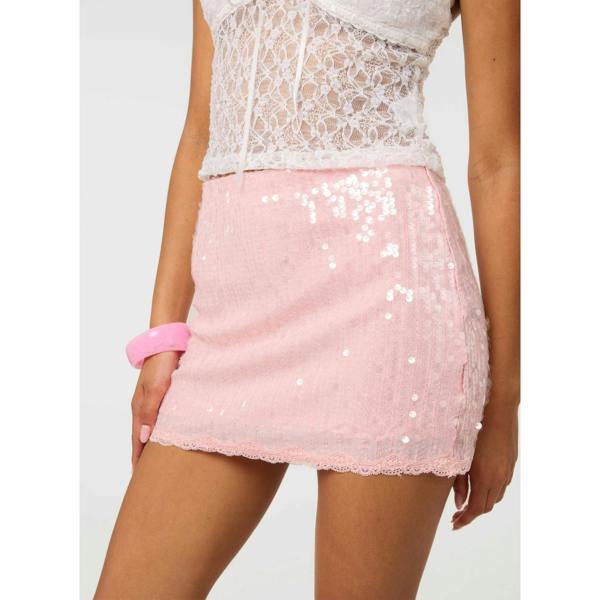 Pink Vanilla Lace Trim Sequin Skirt