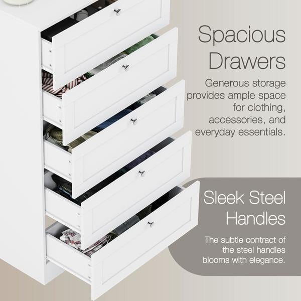 Vida Designs Altino 5 Drawer Chest, Black