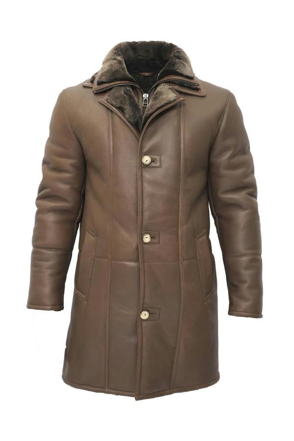 Infinity Leather Mens Warm Shearling Sheepskin Leather Coat-Ilford