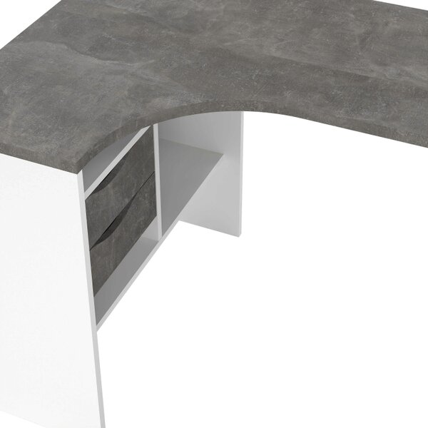 Wyld Haus Billabong White and Grey Wood Corner Desk 2 Drawers
