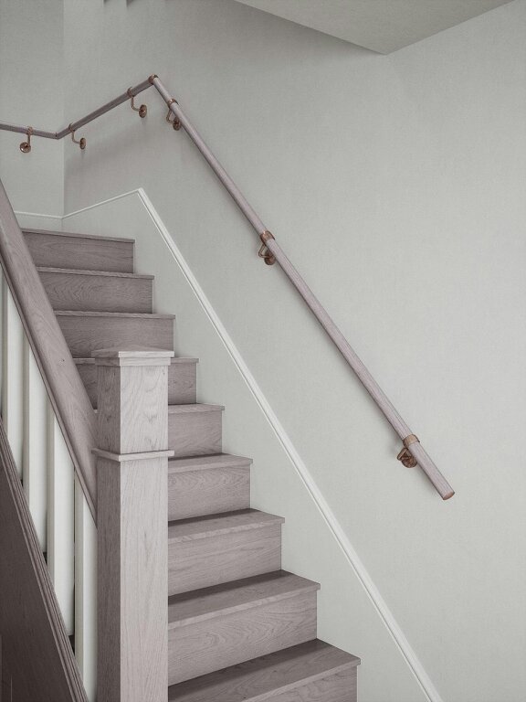 Handrails Direct Pattingham Grey Wood Quarter Landing Handrail - Pattingham Grey Wood - Sambourne Antique Copper