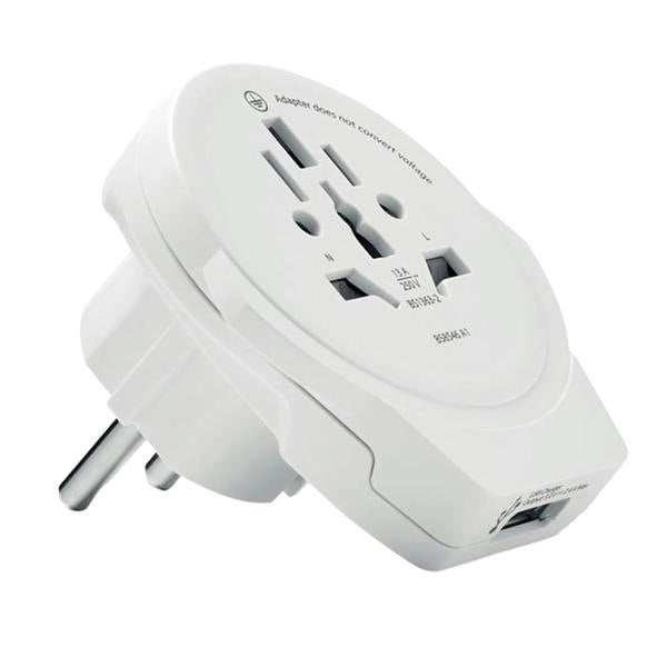 MidOcean World To Europe Travel Adapter - White - 