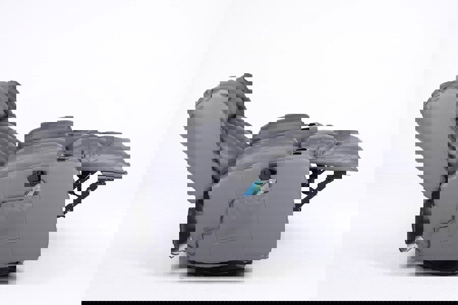 SQUAREBOXX Copenhagan Leather Manual Recliner Armchair with Heat Massager in Grey