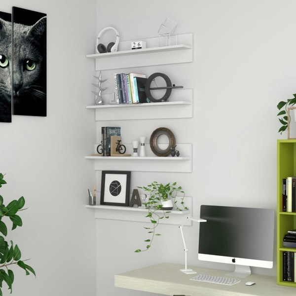 Berkfield Wall Shelf 4 pcs White 80x11.5x18 cm Engineered Wood