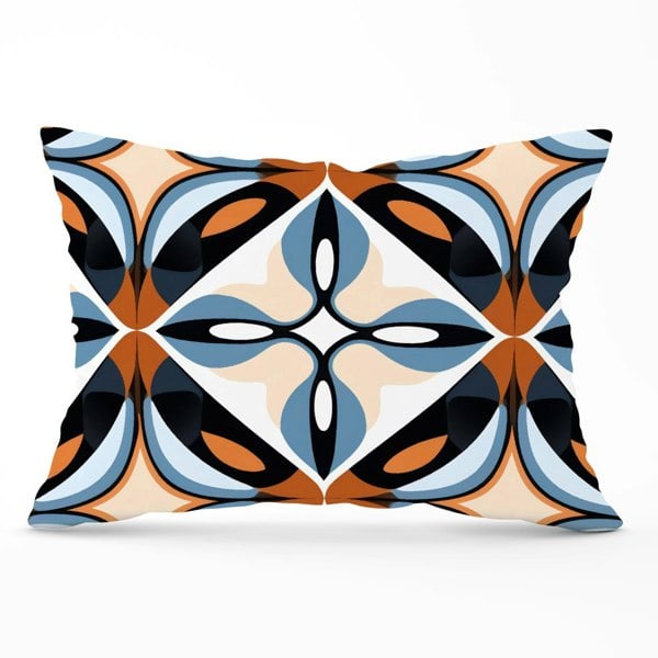 Warren Reed Brown And Blue Geometric Pattern Cushions