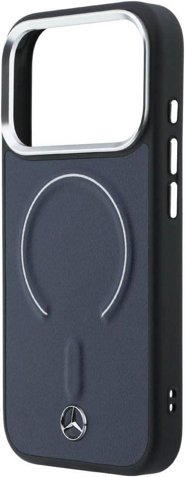 Mercedes Benz Leather Case with 3D MagSafe for iPhone 17 Pro Max 6.9" Navy Blue - MEHMP17X25PEMMOV