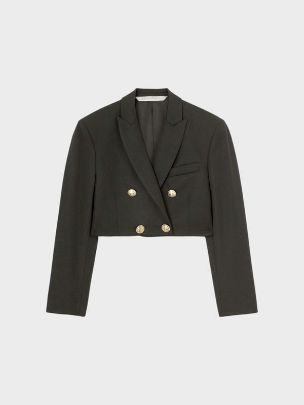 Palm Angels Cropped Blazer Black Gold - Womens