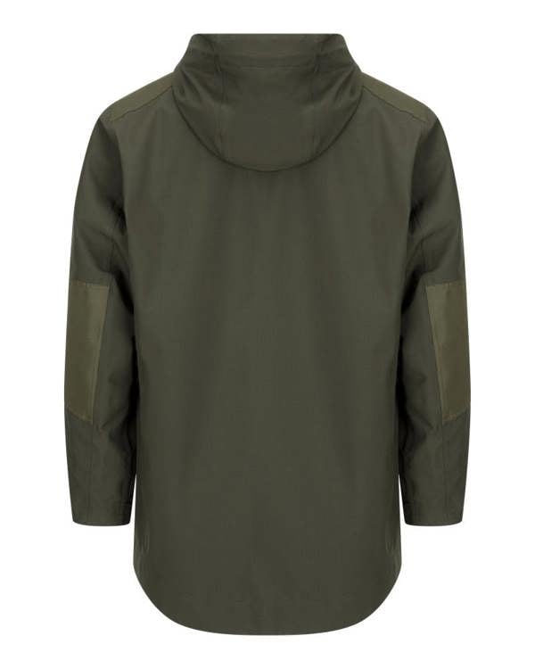 Back view of Hoggs of Fife Green King II waterproof smock showing long protective cut for farmers and shooters