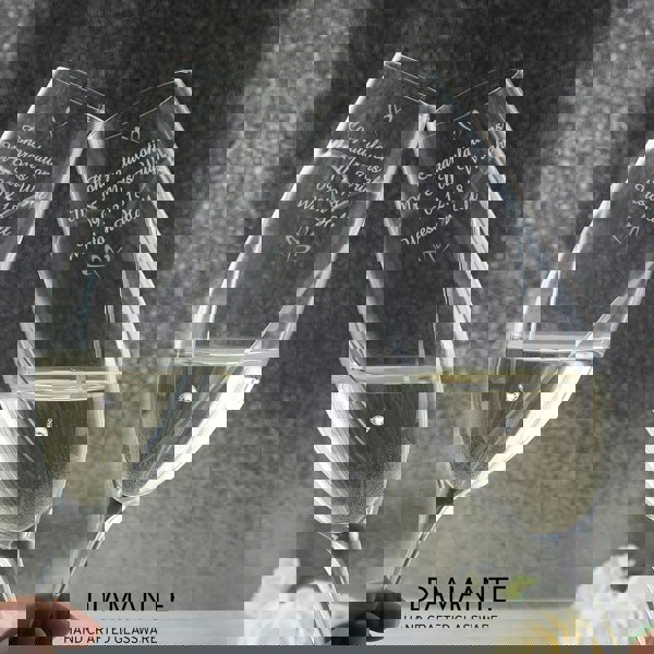 Personalised Memento Company Personalised Hand Cut Little Hearts Pair of Flutes with Gift Box