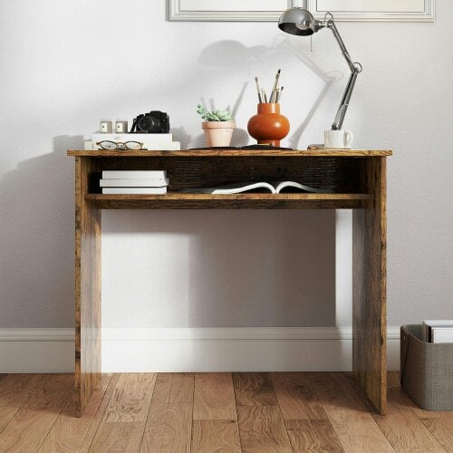 Wyld Haus Nonoel 90cm Wooden Wood Effect Box Style Work Desk With Shelving