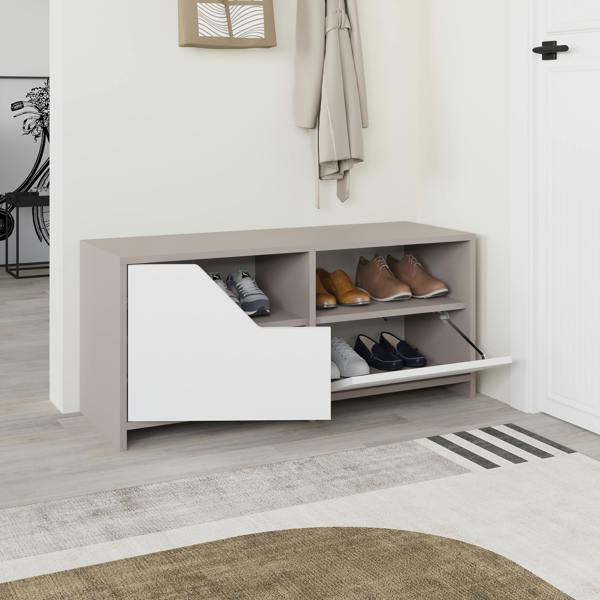 Decortie Modern Nexus Shoe Cabinet 105(W) 2-Door Storage and Open Shelf Space Saver Engineered Wood Hallway