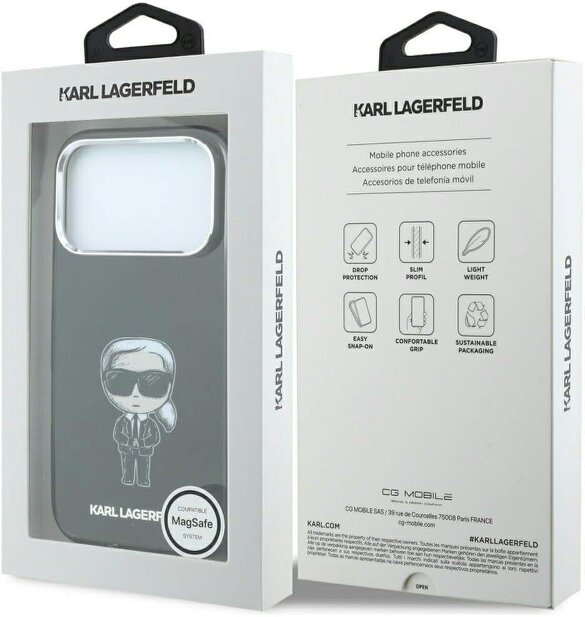 Karl Lagerfeld IML Iconic Sketch Print Case with MagSafe for iPhone 17/18 Pro 6.3" Black - KLHMP18L6HKIKDK