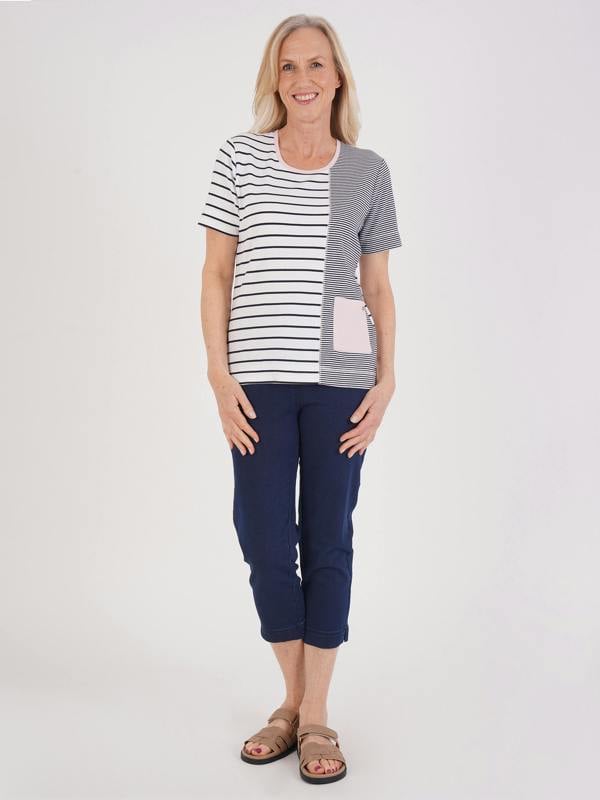 TIGI Offset Stripe And Patch Pocket Top